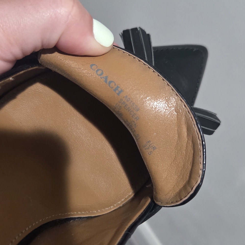 Coach Black Tassel Women's Heeled Loafers - Picture 9 of 10